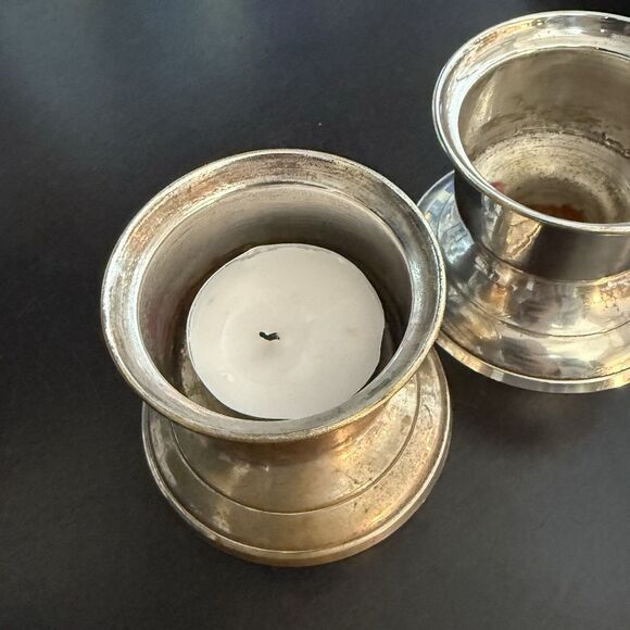 Taper/Tealight International Silver Co Silver Plate Candlestick Holders Set Vtg - Picture 3 of 12